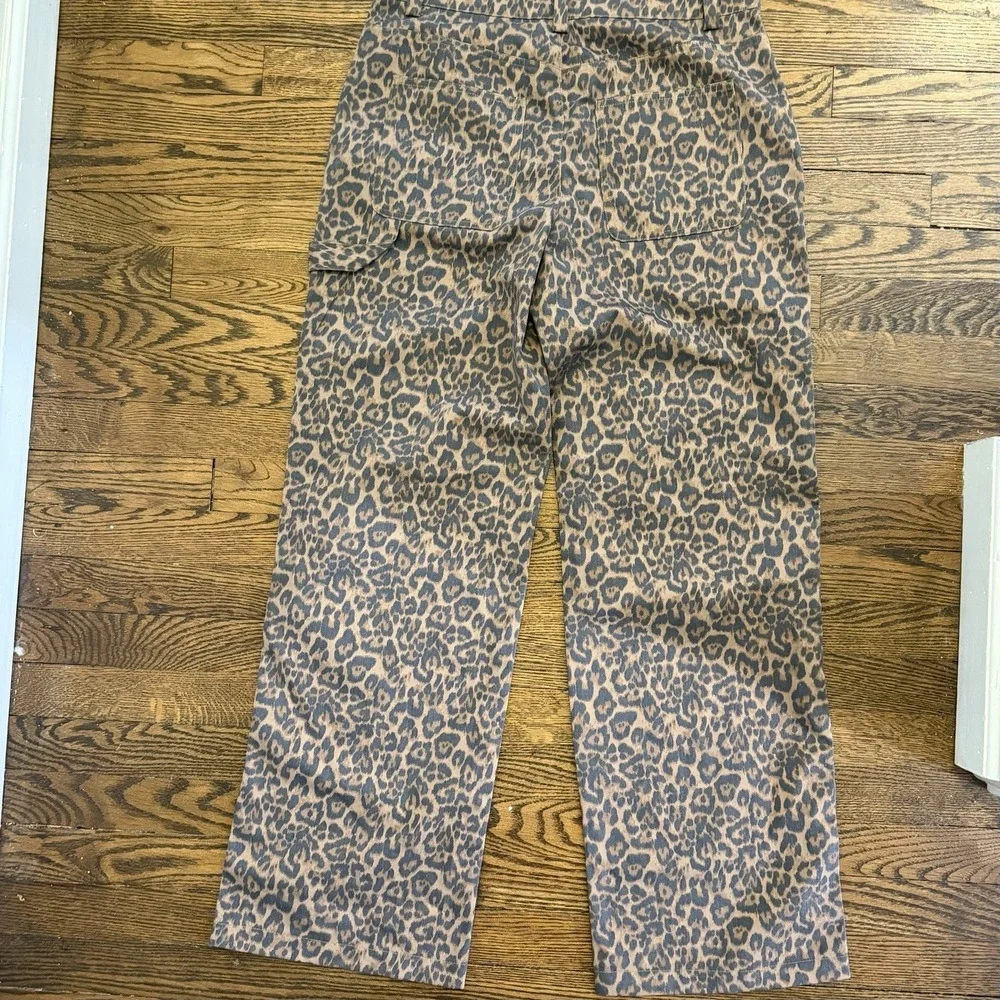 NOISY‎ MAY Women's Brown Leopard Print Straight Leg Jeans Pants Medium